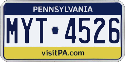 PA license plate MYT4526