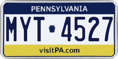 PA license plate MYT4527