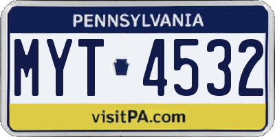 PA license plate MYT4532