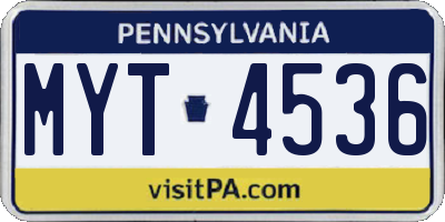 PA license plate MYT4536