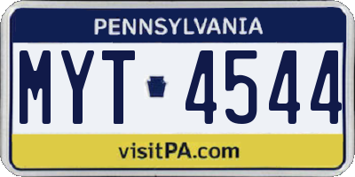 PA license plate MYT4544