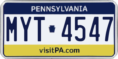 PA license plate MYT4547