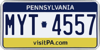 PA license plate MYT4557