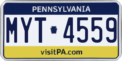 PA license plate MYT4559