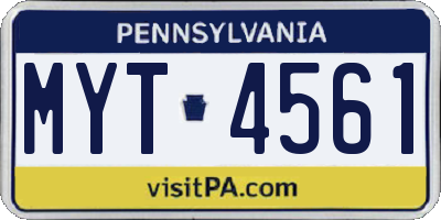PA license plate MYT4561
