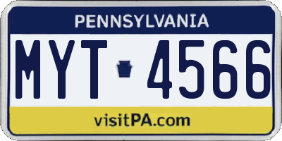 PA license plate MYT4566