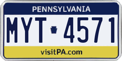 PA license plate MYT4571