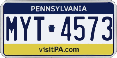 PA license plate MYT4573