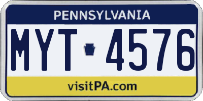 PA license plate MYT4576