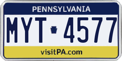 PA license plate MYT4577