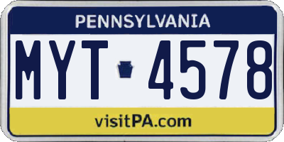 PA license plate MYT4578