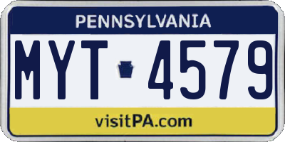PA license plate MYT4579