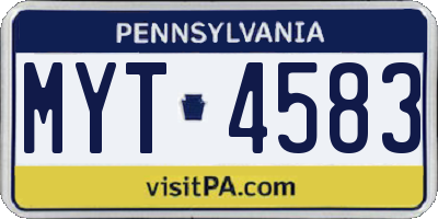 PA license plate MYT4583