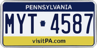 PA license plate MYT4587