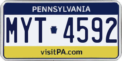 PA license plate MYT4592