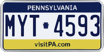 PA license plate MYT4593