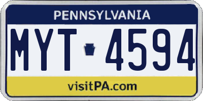PA license plate MYT4594