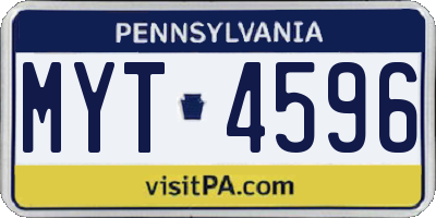 PA license plate MYT4596