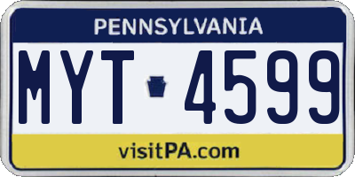 PA license plate MYT4599