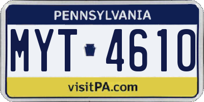 PA license plate MYT4610