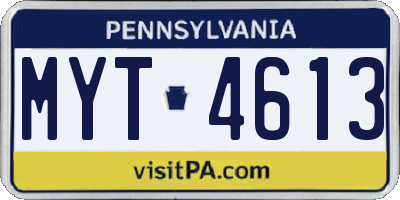 PA license plate MYT4613