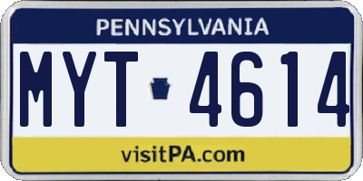 PA license plate MYT4614