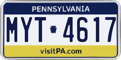 PA license plate MYT4617
