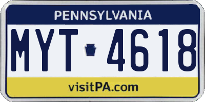 PA license plate MYT4618