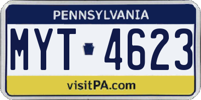 PA license plate MYT4623