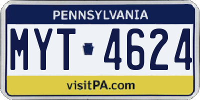 PA license plate MYT4624