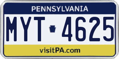 PA license plate MYT4625