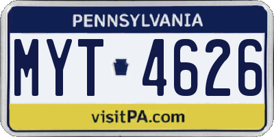 PA license plate MYT4626
