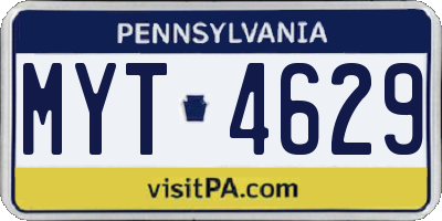 PA license plate MYT4629