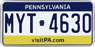 PA license plate MYT4630