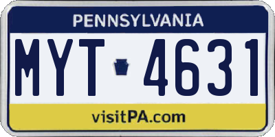 PA license plate MYT4631
