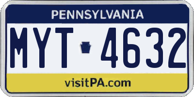 PA license plate MYT4632