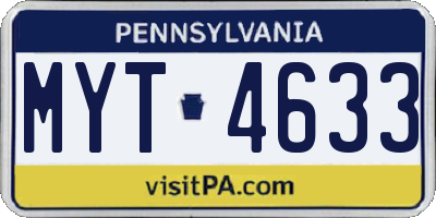 PA license plate MYT4633
