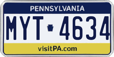 PA license plate MYT4634