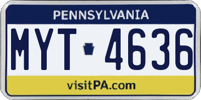 PA license plate MYT4636