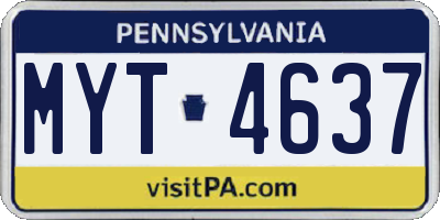 PA license plate MYT4637