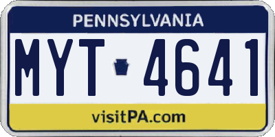 PA license plate MYT4641