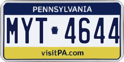 PA license plate MYT4644
