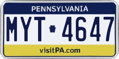 PA license plate MYT4647