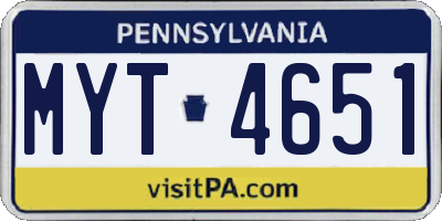 PA license plate MYT4651