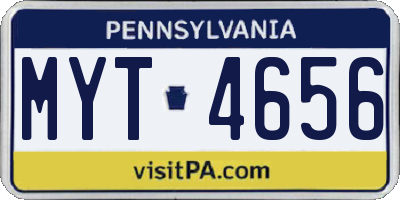 PA license plate MYT4656