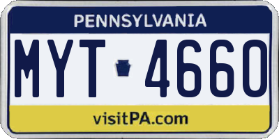 PA license plate MYT4660