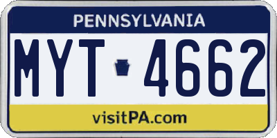 PA license plate MYT4662