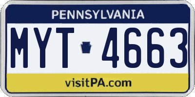 PA license plate MYT4663