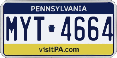 PA license plate MYT4664