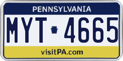 PA license plate MYT4665